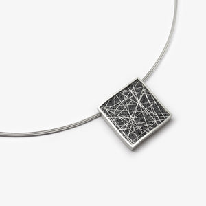 SQUARE PENDANT - SILVER STRAW