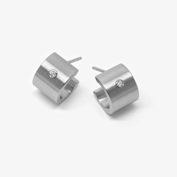CREOLE EARRINGS - FLAT + DIAMONDS