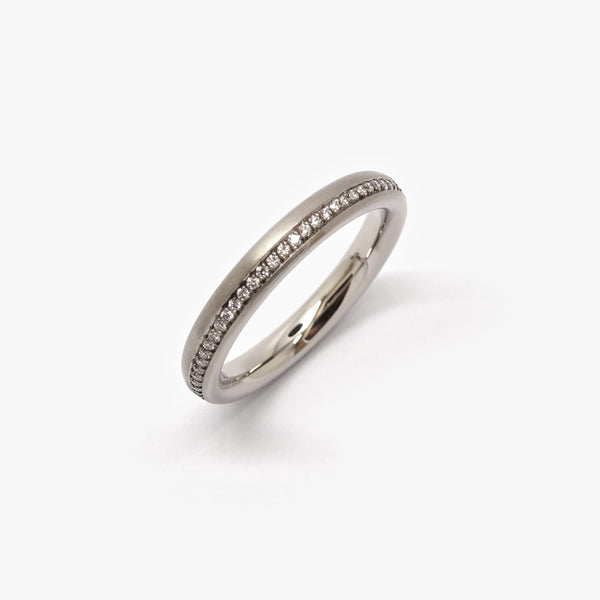 OFFSET ETERNITY WEDDING RING - GREY GOLD + DIAMONDS
