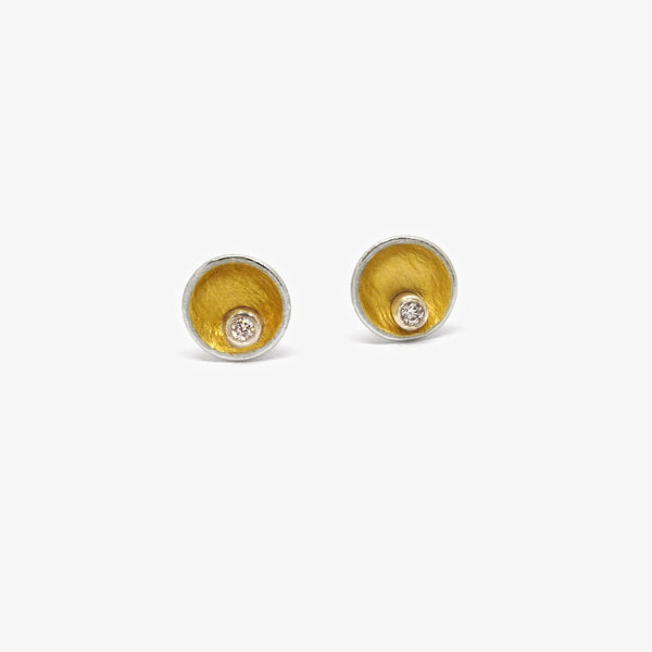 TINY BOWL STUDS + DIAMONDS