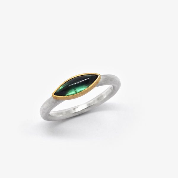NAVETTE RING - GREEN TOURMALINE
