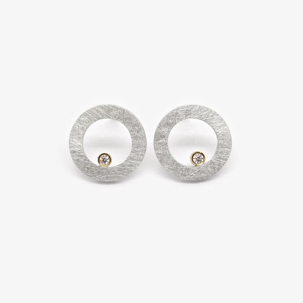KUBO STUDS - SILVER + DIAMONDS