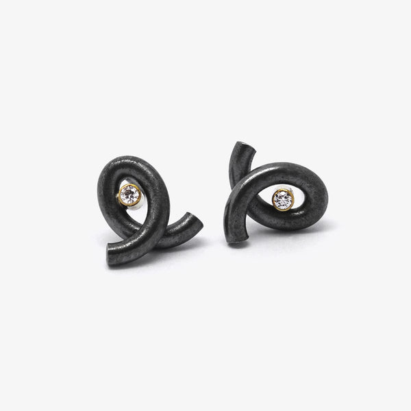 SILVER OCTO STUDS - OXI + DIAMONDS