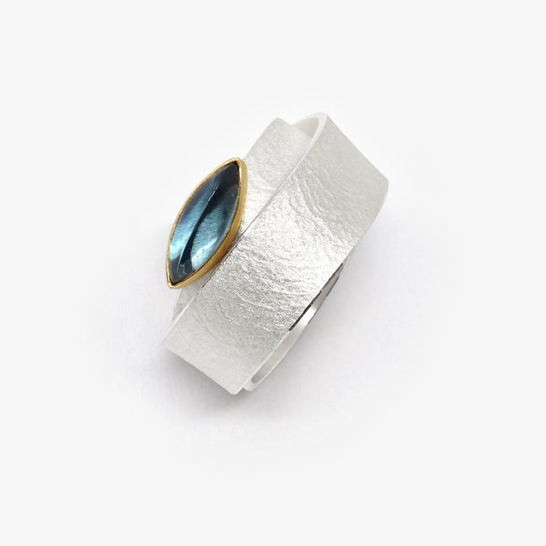 NAVETTE WRAP RING - LONDON BLUE TOPAZ