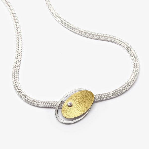 OVAL ORBIT PENDANT + DIAMOND