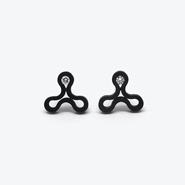 SWING STUDS - BLACK + DIAMONDS