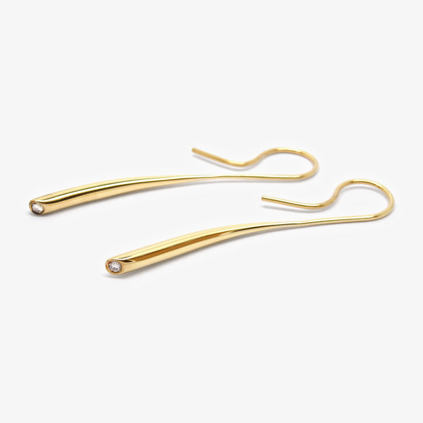 GOLD TAPERED EARRINGS + DIAMONDS