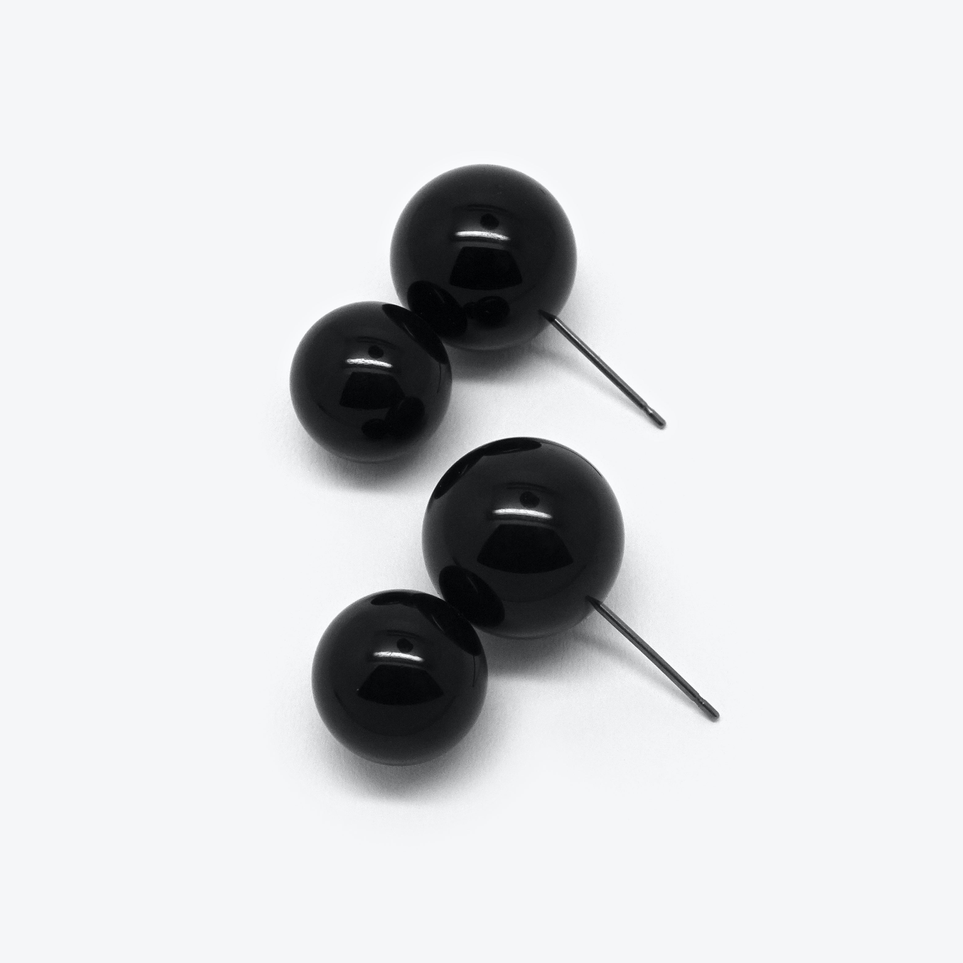 DOUBLE BALL STUDS - BLACK + BLACK