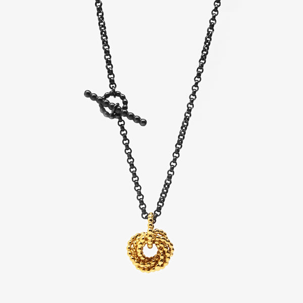 QUIRIL PENDANT - YELLOW GOLD - OXIDISED SILVER CHAIN