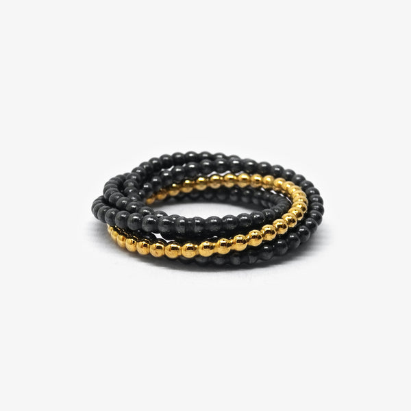 QUIRIL RING 5 -  4 OXIDISED SILVER + 1 GOLD