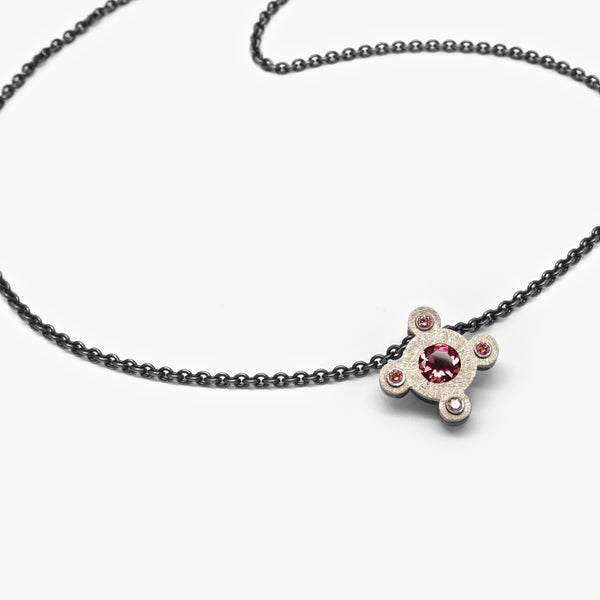 SMALL PINK ANDROMEDA NECKLACE + DIAMONDS