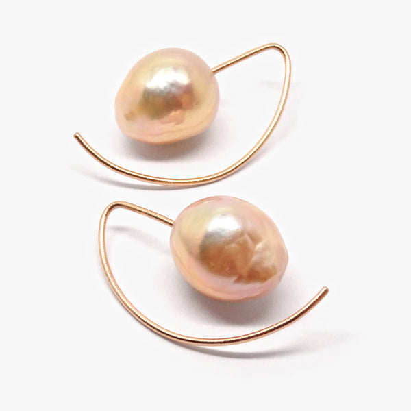 PEARL DROP EARRINGS - ROSE + OVAL PEACH BAROQUE