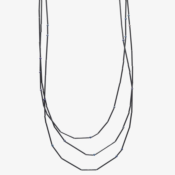 LONG LINEA NECKLACE - OXI & DARK FRESHWATER PEARLS