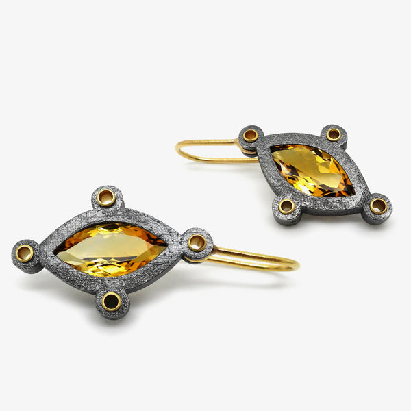 LARGE SIRIUS GOLD CITRINE EARRINGS