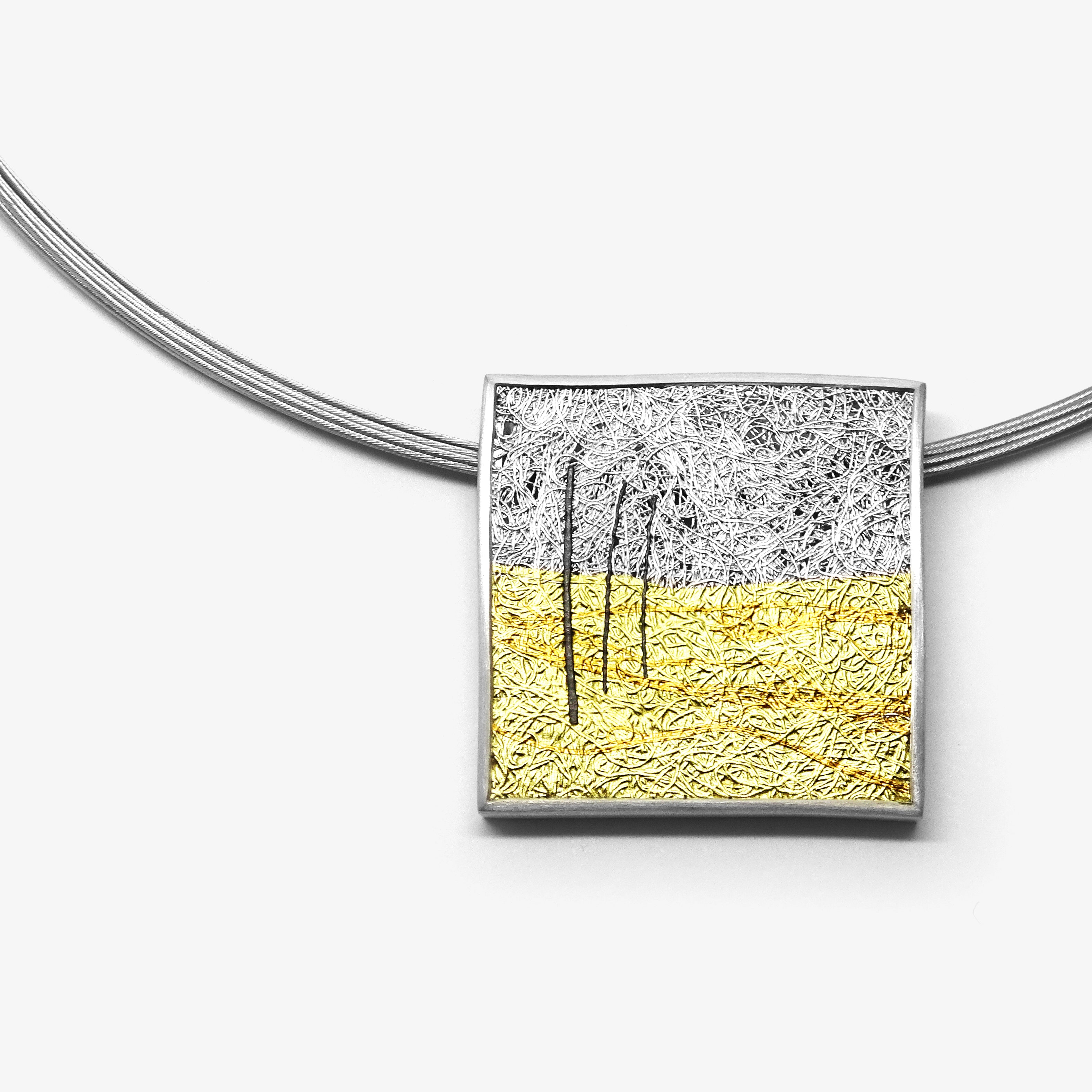 LARGE SQUARE PENDANT - GOLD FIELD