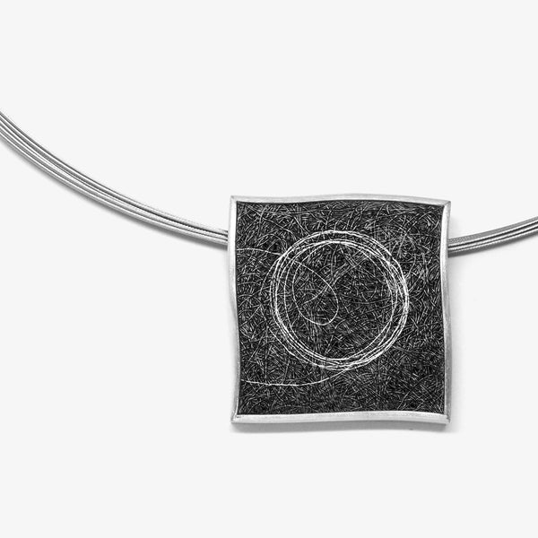 LARGE SQUARE PENDANT - SILVER CIRCLE