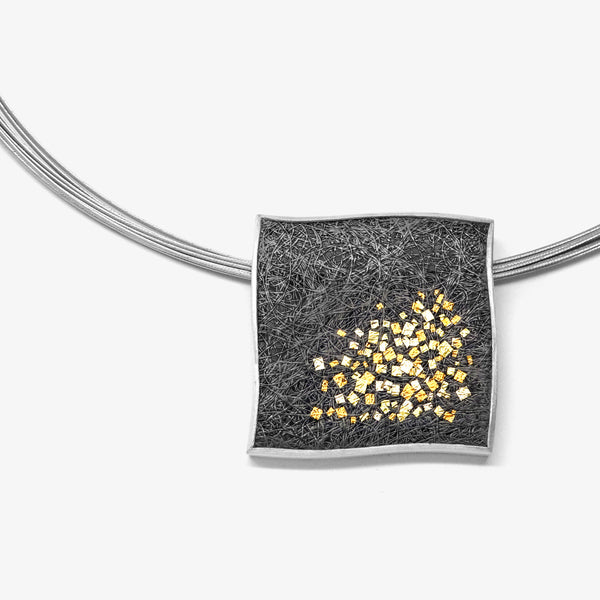 LARGE SQUARE PENDANT - GOLD BLOCKS