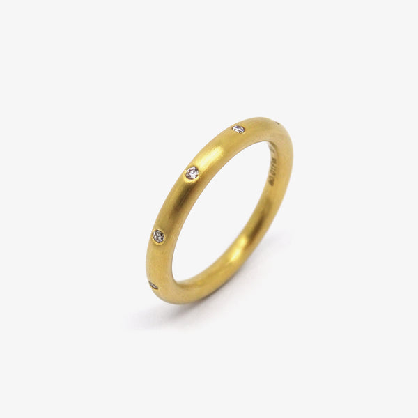 ROUND WEDDING ETERNITY RING - YELLOW GOLD -  2.5MM + 10 DIAMONDS
