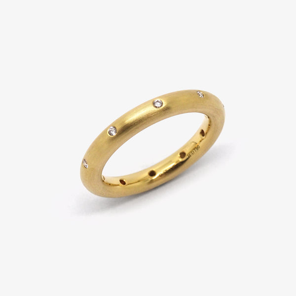 ROUND WEDDING ETERNITY RING - YELLOW GOLD - 3MM + 10 DIAMONDS