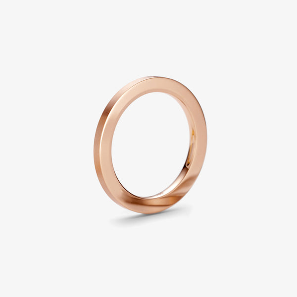 SATELLITE RECTANGULAR WEDDING RING - RED GOLD