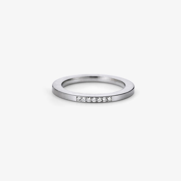 SATELLITE RECTANGULAR RING - PLATINUM + DIAMONDS - POINT SETTING