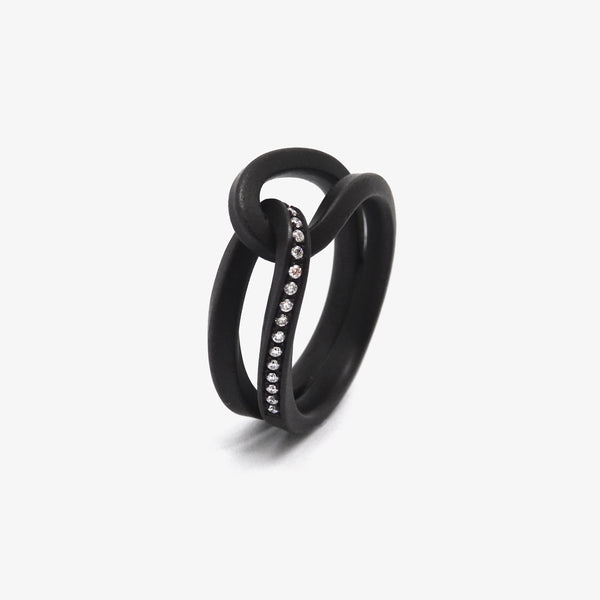 LOOP RING - BLACK + DIAMONDS