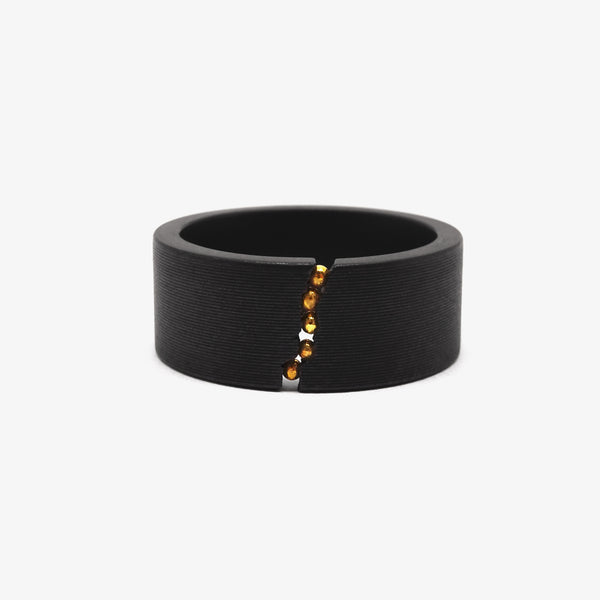 CRACKLE RING - BLACK + 5 GOLD NUGGETS - RECTANGULAR