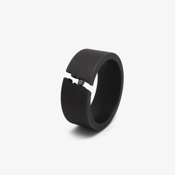 CRACKLE RING - BLACK + BLACK DIAMOND - RECTANGULAR 9