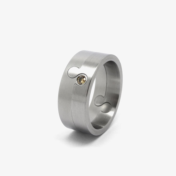 GEMINI RING - STEEL + DIAMOND