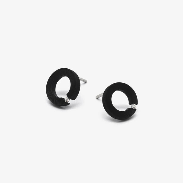CRACKLE STUDS - BLACK + DIAMONDS - SMALL