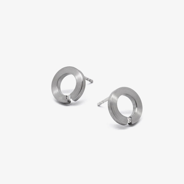 CRACKLE STUDS - STEEL + DIAMONDS - SMALL