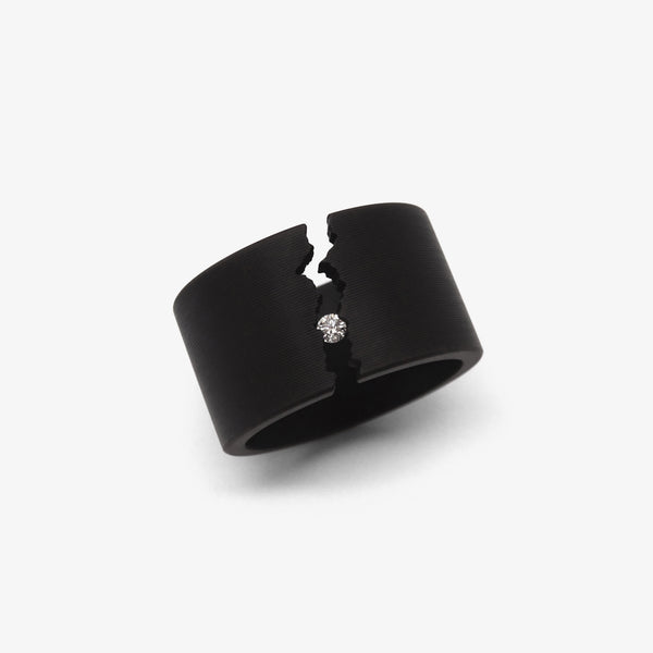 CRACKLE RING - BLACK + DIAMOND - RECTANGULAR 13