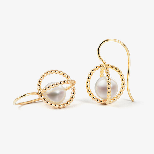 MERIDIAN EARRINGS - YELLOW GOLD + FW PEARLS