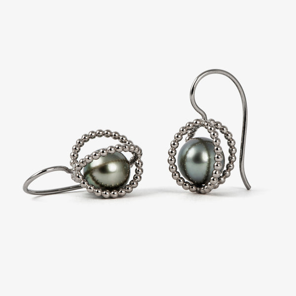 MERIDIAN EARRINGS - GREY GOLD + TAHITI PEARLS