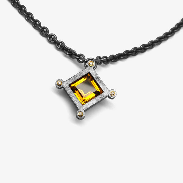 GOLD CITRINE URSA MAJOR PENDANT + DIAMONDS
