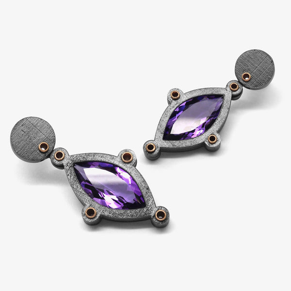 XXLARGE SIRIUS STUD EARRINGS - AMETHYST