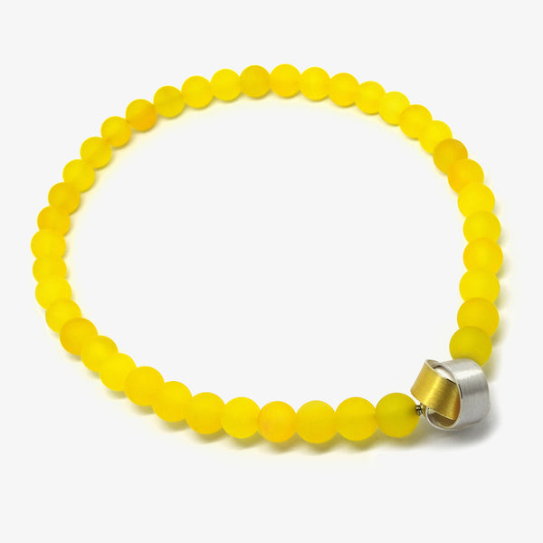 RIBBON PENDANT + YELLOW JASPER BEADS