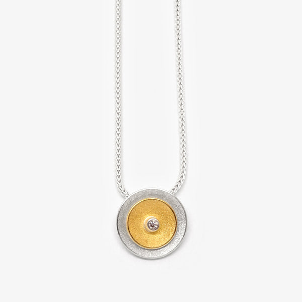 DOUBLE DISC PENDANT + DIAMOND